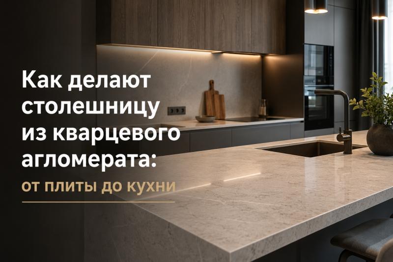 Как делают столешницу из кварцевого агломерата: от плиты до кухни