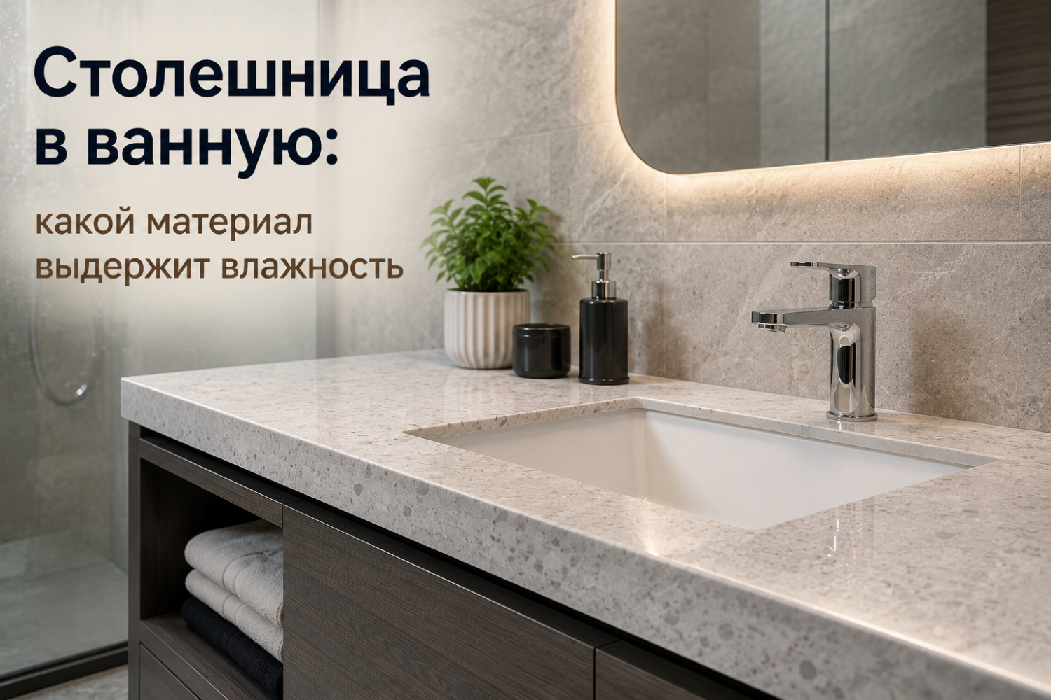 Столешница в ванную: какой материал выдержит влажность Столешница в ванную: какой материал выдержит влажность