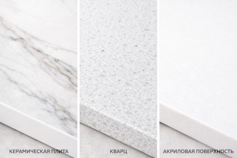 Сравнение крупноформатной керамики, кварцевого агломерата и акрилового камня