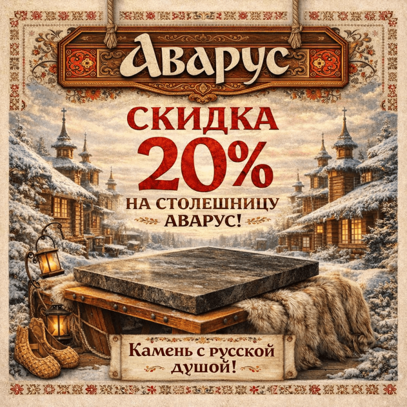 Скидка 20% на столешницу Аварус