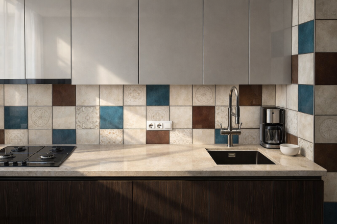 Столешница для кухни из кварцевого агломерата Аварус R541 Снега Сибири