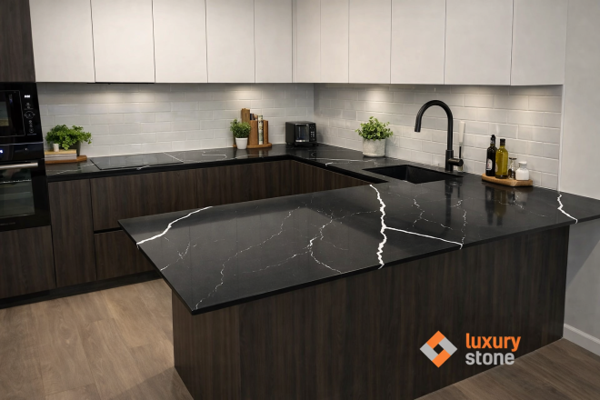 Столешница из кварцевого агломерата Avant Калакатта Мон Сен-Мишель 7060