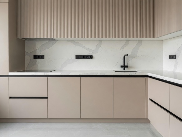 Столешница и фартук для кухни, из кварцевого агломерата Noblle Quartz Q744 Calacatta Bianco