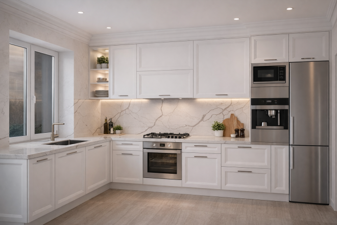 Столешница и фартук для кухни, из кварцевого агломерата Avant 7400 Калакатта Дофине