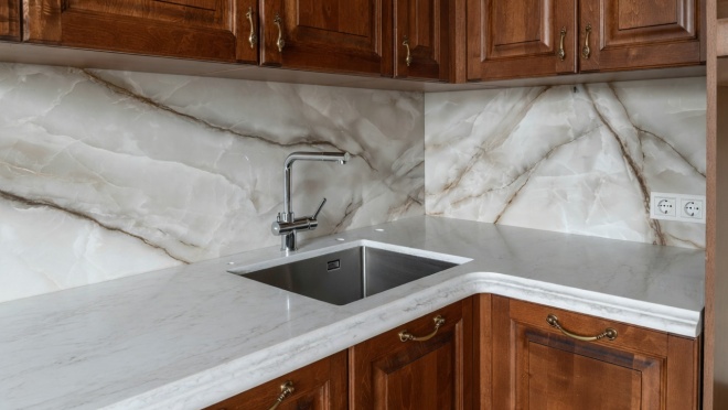 Столешница для кухни, из кварцевого агломерата Aleph Stone А91 Travertino