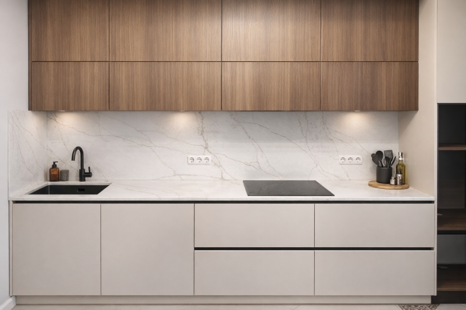 Столешница и фартук для кухни, из кварцевого агломерата Avant 7570 Калакатта Таланс