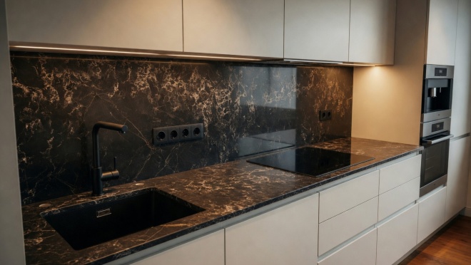 Столешница и фартук для кухни, из кварцевого агломерата Caesarstone Vanilla Noir 5100