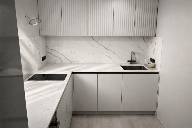 Столешница и фартук для кухни, из кварцевого агломерата Avant Калакатта Дофине 7400