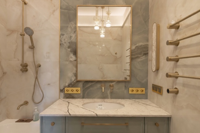 Столешница и остров из кварцевого агломерата Vicostone BQ8788 Diamante